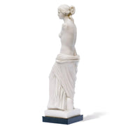 Vista laterale della replica della Venere di Milo in marmo, mostrando i dettagli scultorei.