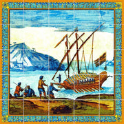 Pannello 100 x 100 cm per tavoli o rivestimenti, decori delle maioliche del Chiostro di Santa Chiara-Terracotta-Museum Shop Italy