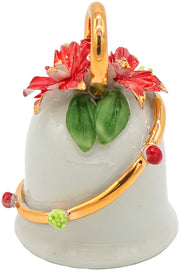 Bell with red flowers in fine porcelain -Museum-Shop Italy