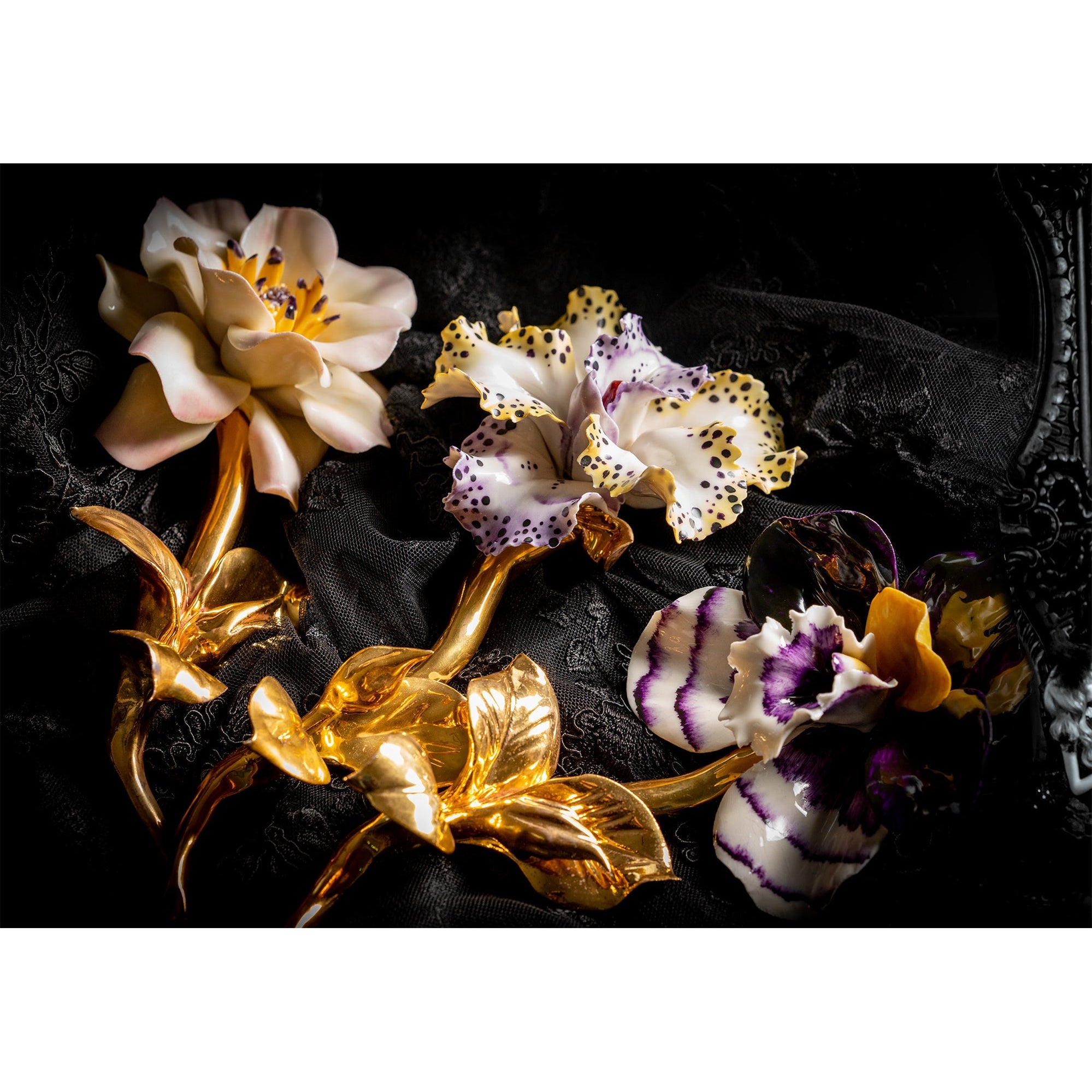 Capodimonte porcelain gold stem orchid Museum-Shop.it – Museum