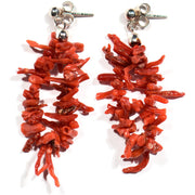 Coral and Silver Earring