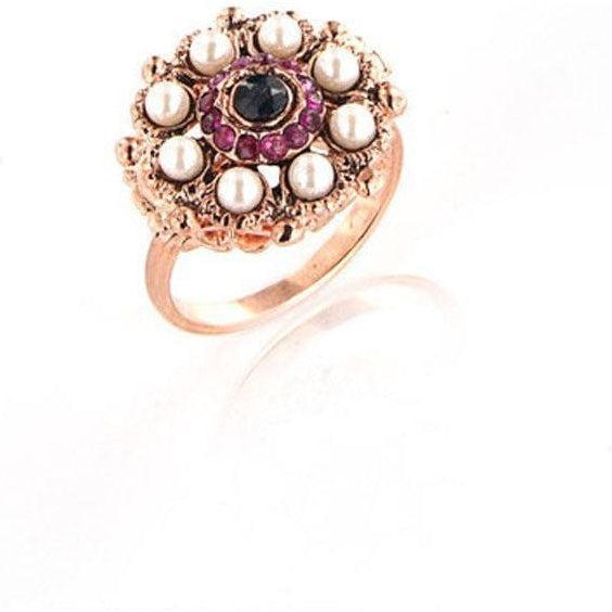 Anillo Flor Con Piedras Naturales Plata 925