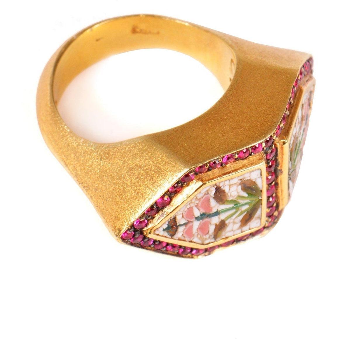Bague hibiscus avec micromosaïque