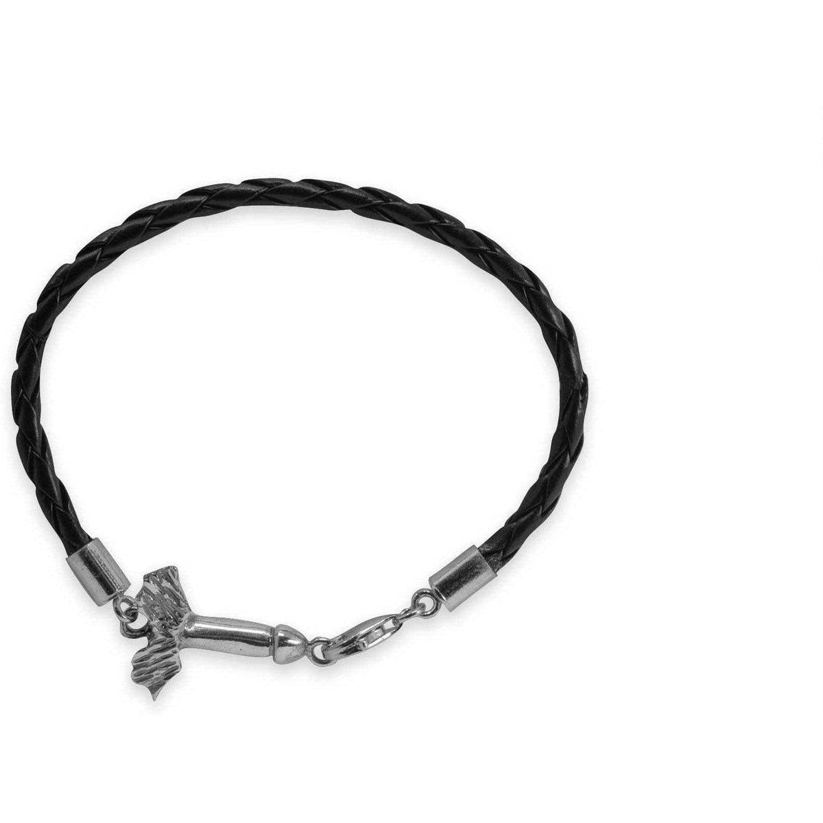 Braided wire bracelet and Medium Winged Phallus of Pompeii 925 Silver - Museum Shop Italy