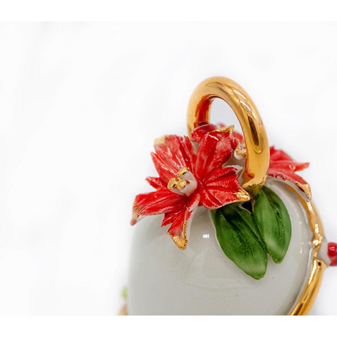 Campana con flores rojas en porcelana fina - Museo-Tienda Italia