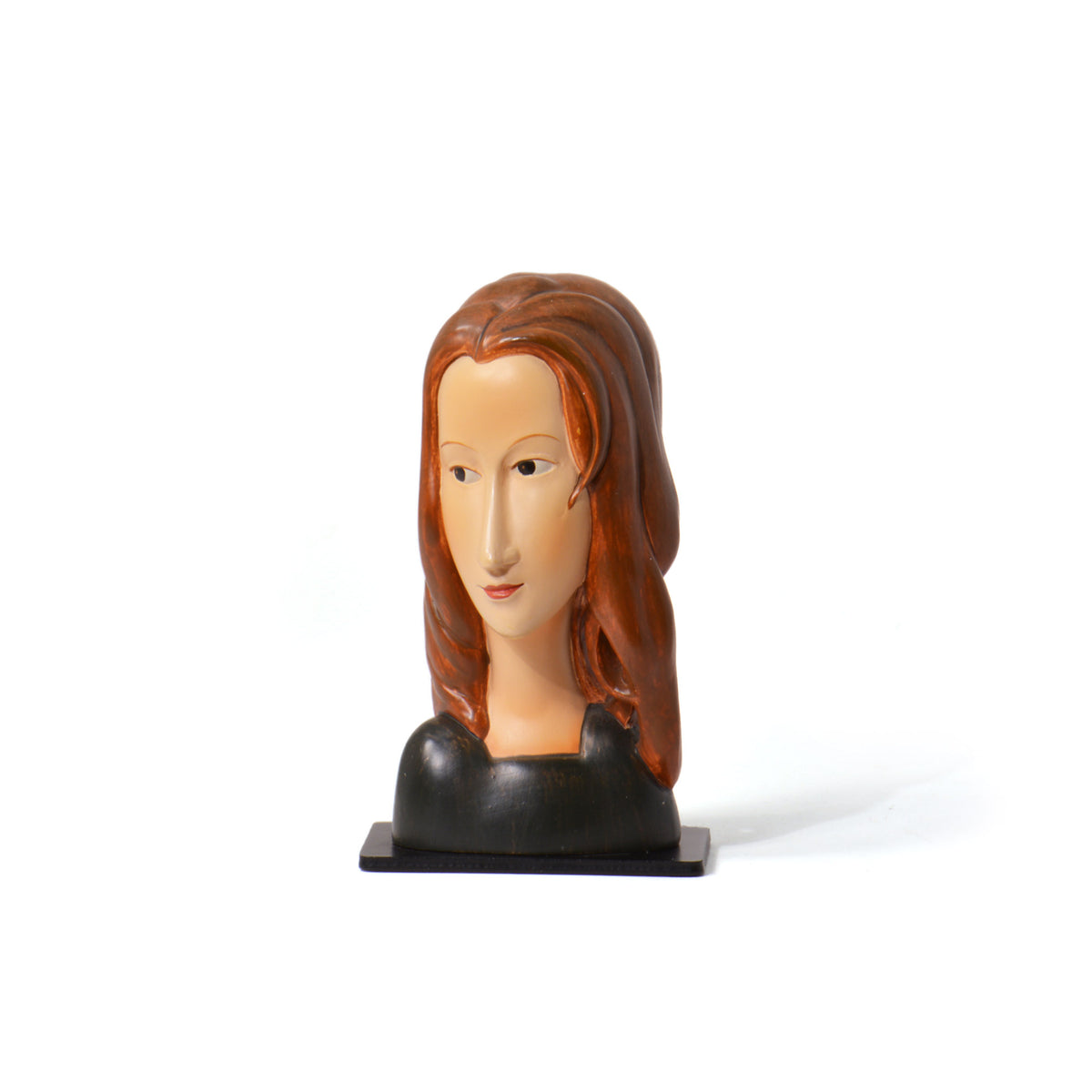 Busto di Jeanne Hébuterne in resina con capelli castani, vista frontale
