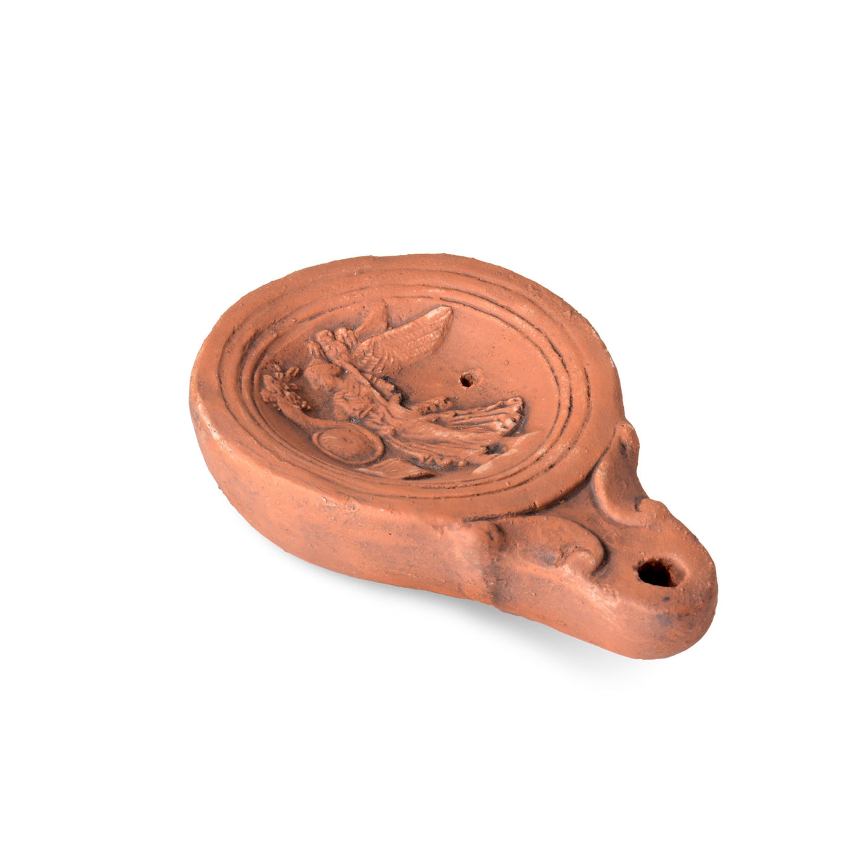 Oil Lamp Goddess Fortuna in Terracotta
