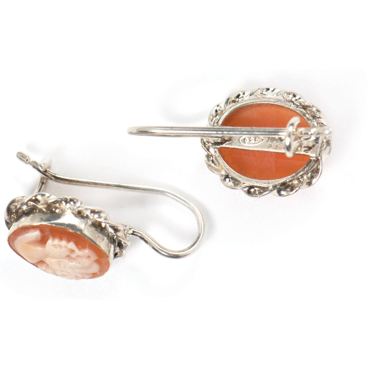 Silver earrings with cameo