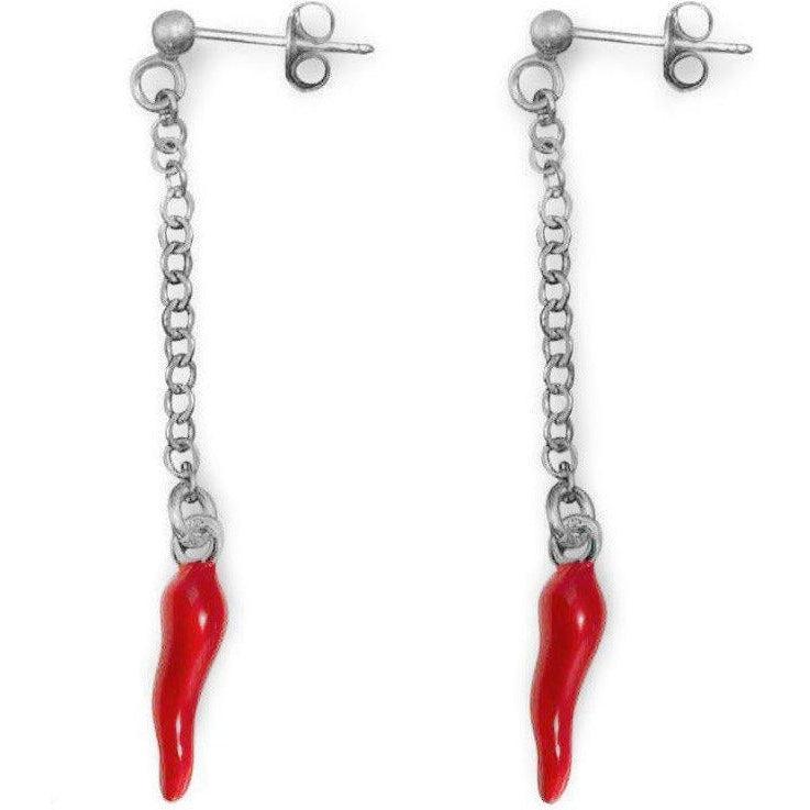 Dangle Earrings with Small Horns Sterling Silver