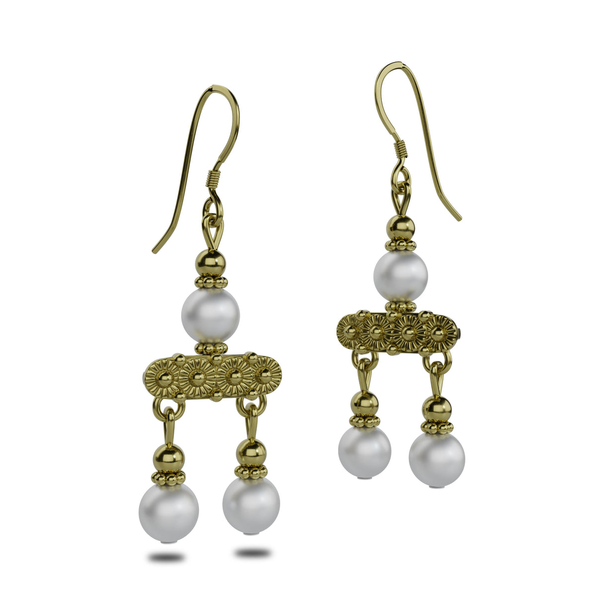 Pompeii Crotalia Earrings with Two Pendants