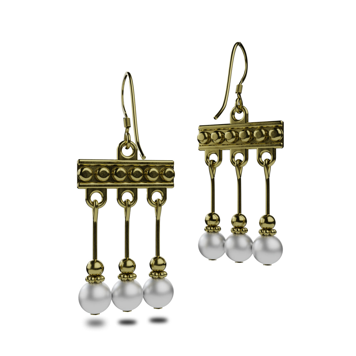 Pompeii Crotalia Earrings with Three Pendants