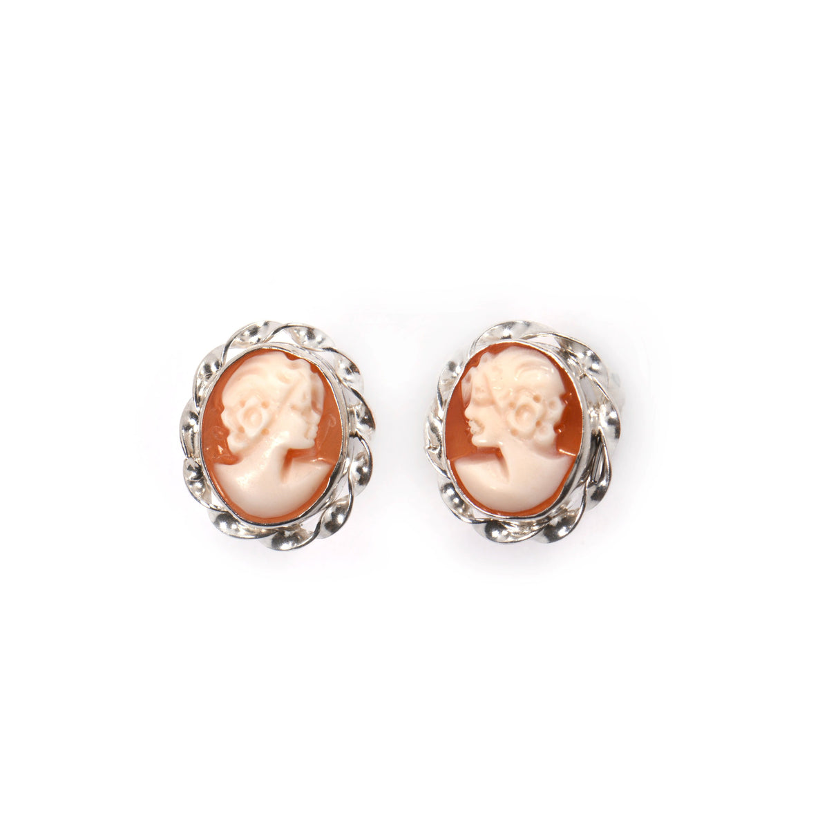 Silver earrings with cameo