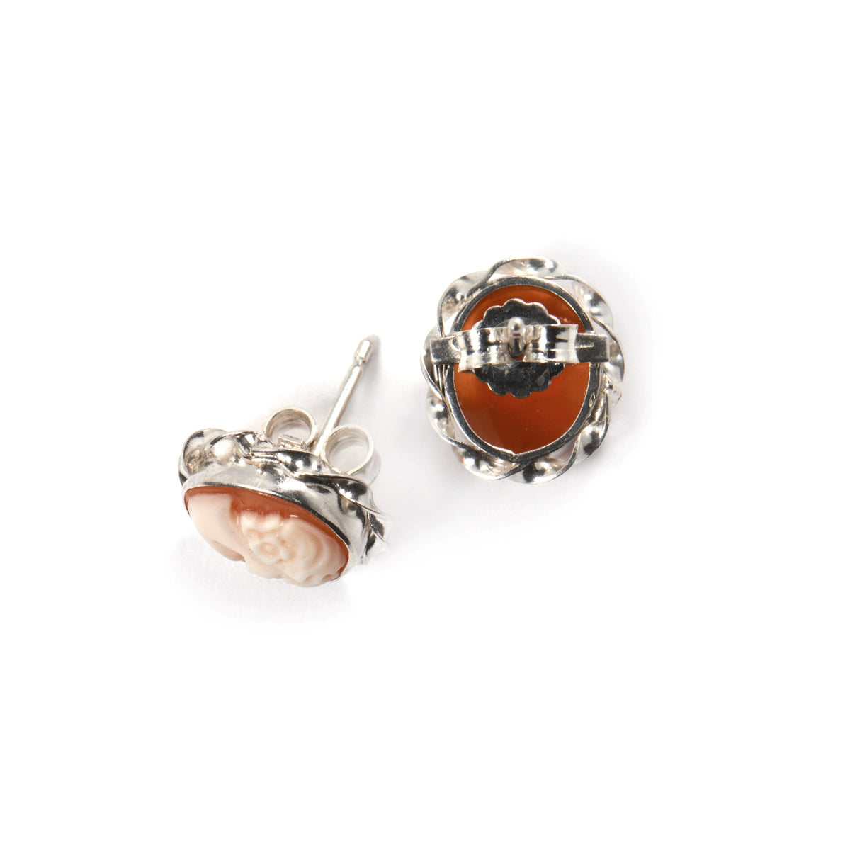 Boucles d'oreilles en argent avec camée