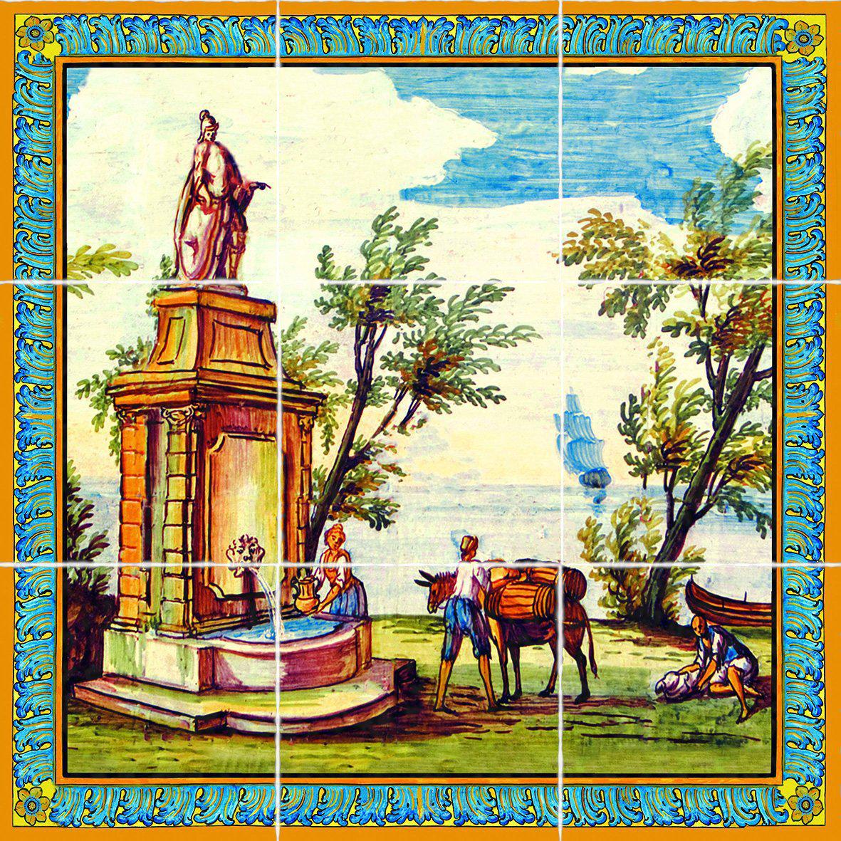 Panneau 60 x 60 cm pour tables ou revêtements, décors des majoliques du Cloître de Santa Chiara - Terre cuite - Boutique du musée Italie