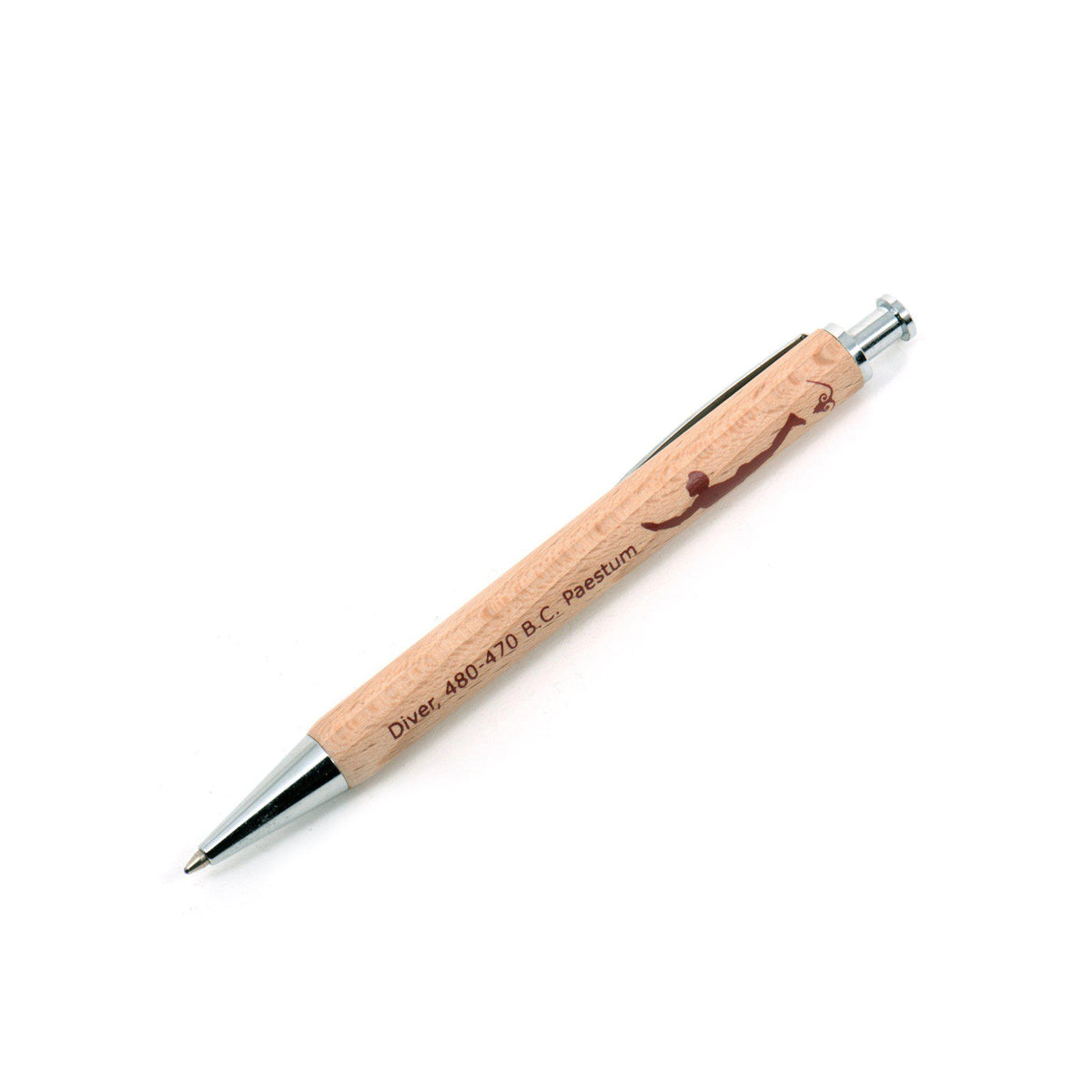 Wooden Parker pen with engraving of the Diver of Paestum