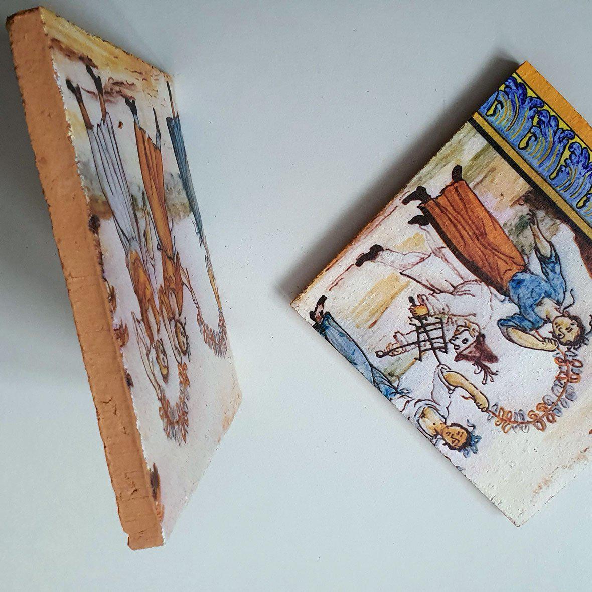 Panneau 60 x 60 cm pour tables ou revêtements, décors des majoliques du Cloître de Santa Chiara - Terre cuite - Boutique du musée Italie
