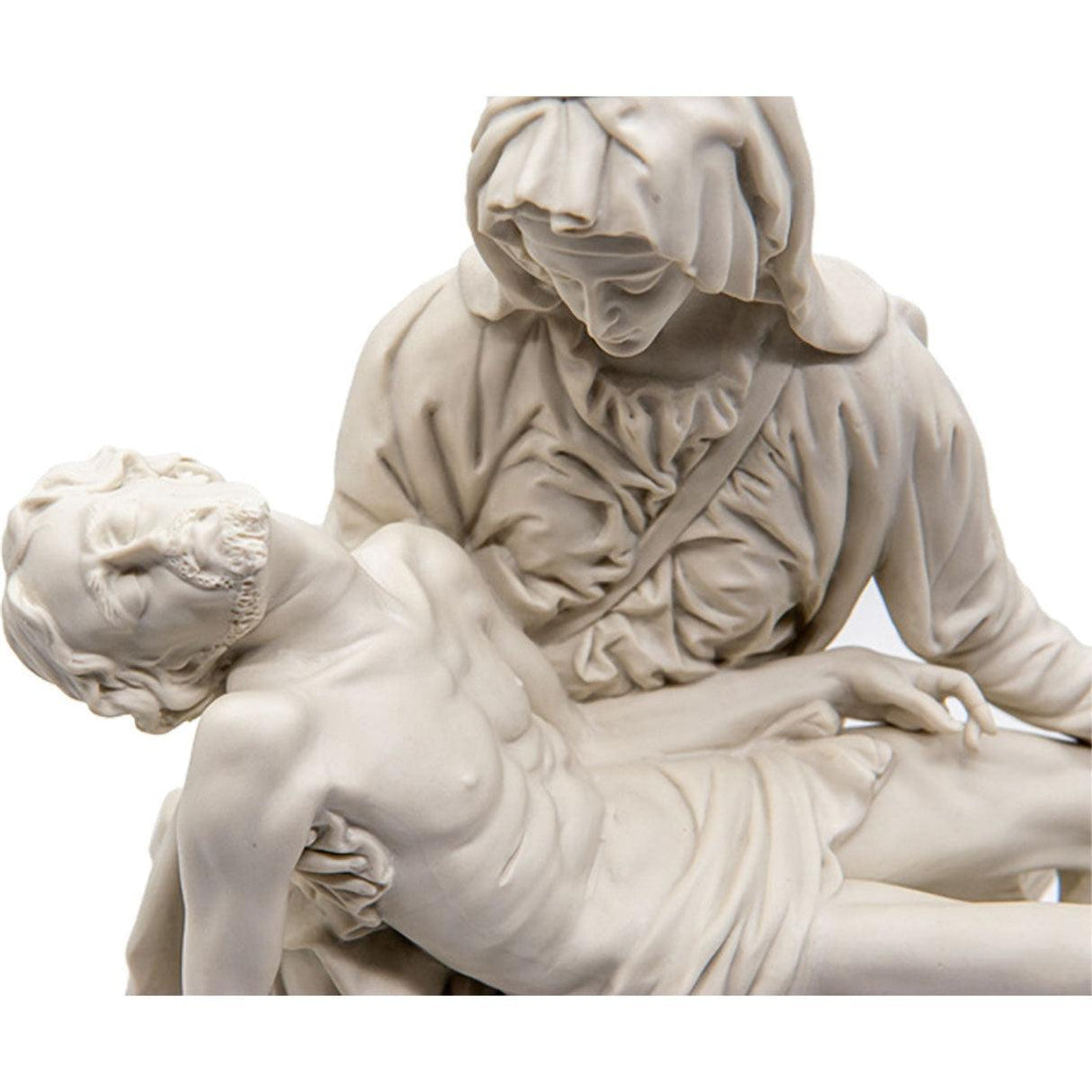 Piedad de Miguel Ángel - Estatua de porcelana biscuit de Capodimonte con campana de cristal