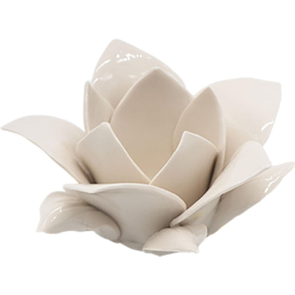 Portacandela bianco a forma di fiore in porcellana di Capodimonte