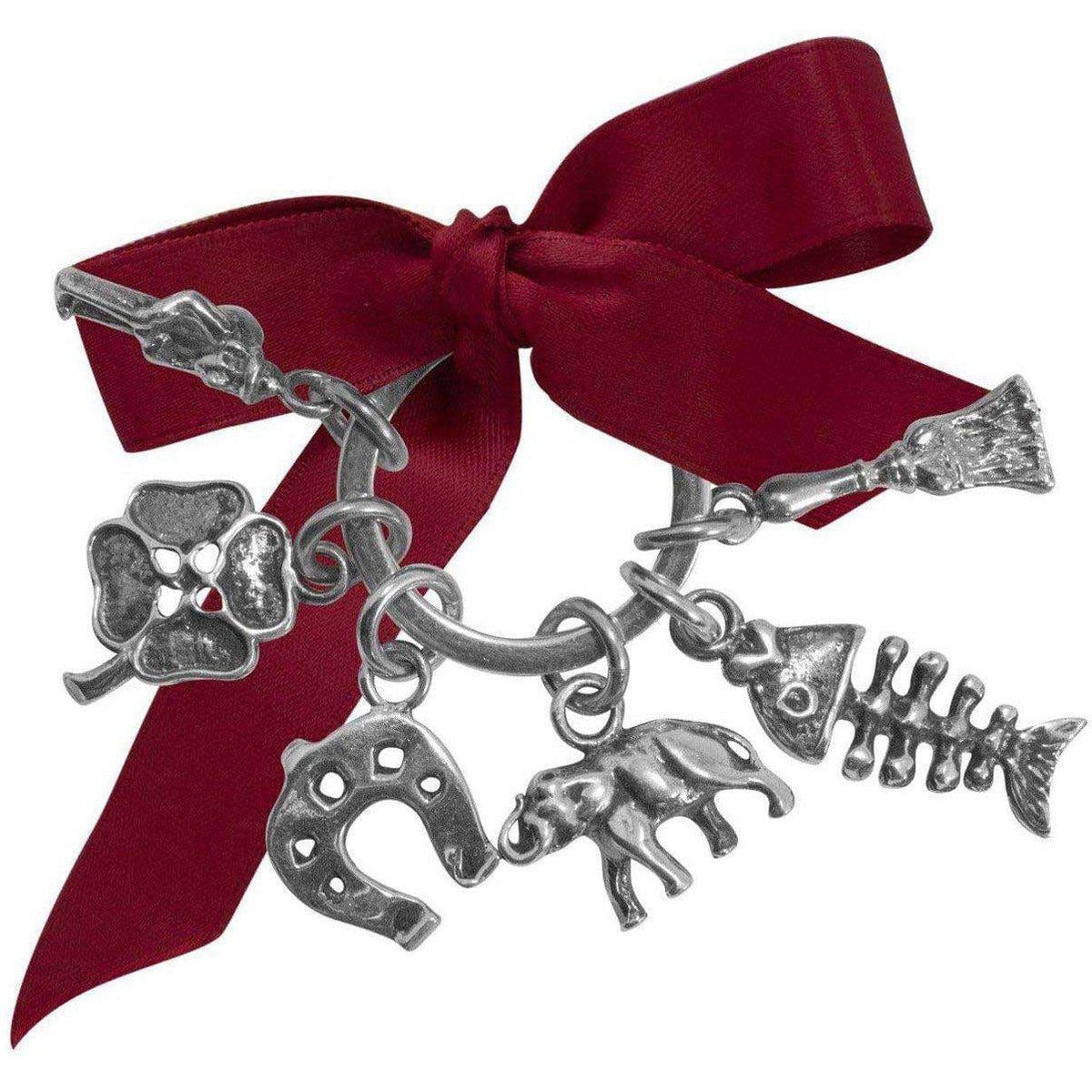 Keychain with 6 lucky charm symbols in 925 Silver - Museum Shop Italy