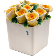 Vase with  yellow roses  in fine porcelain Capodimonte -Museum Shop Italy