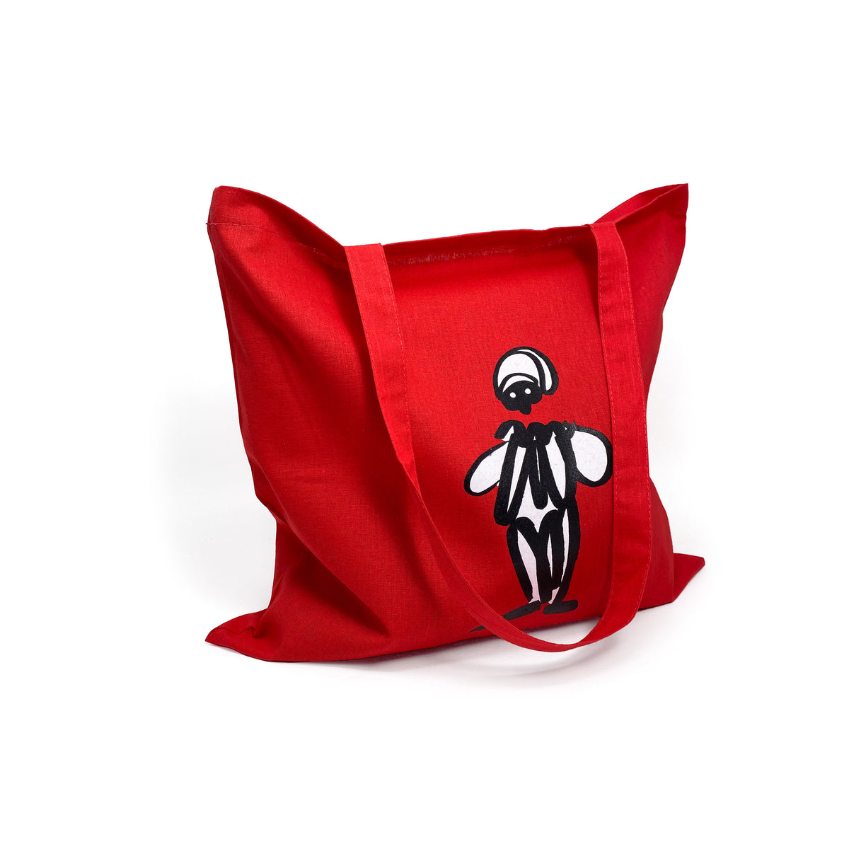 Red Pulcinella shopper bag in natural cotton