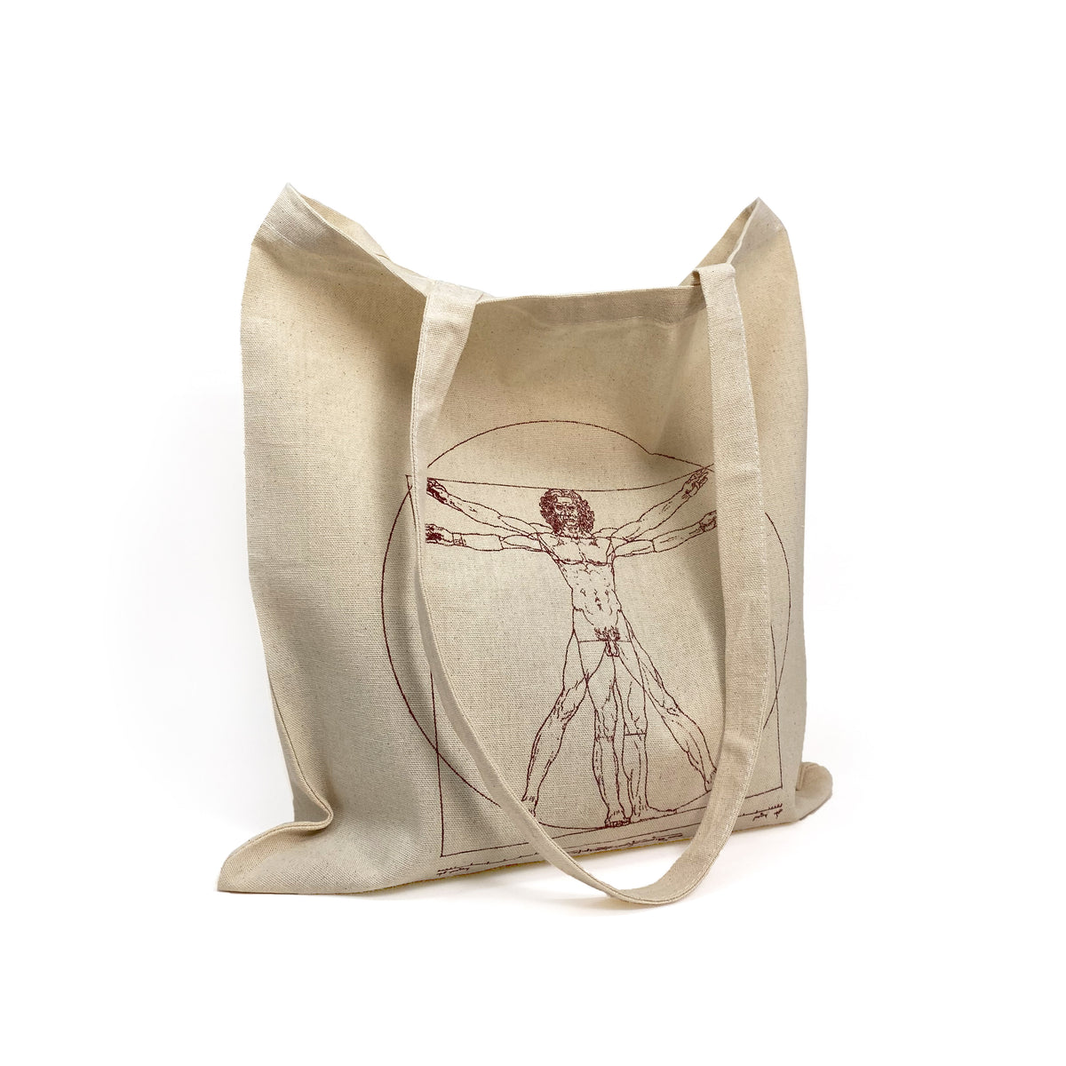 Men's Vitruvian Man Shopper Bag Leonardo Da Vinci in natural cotton