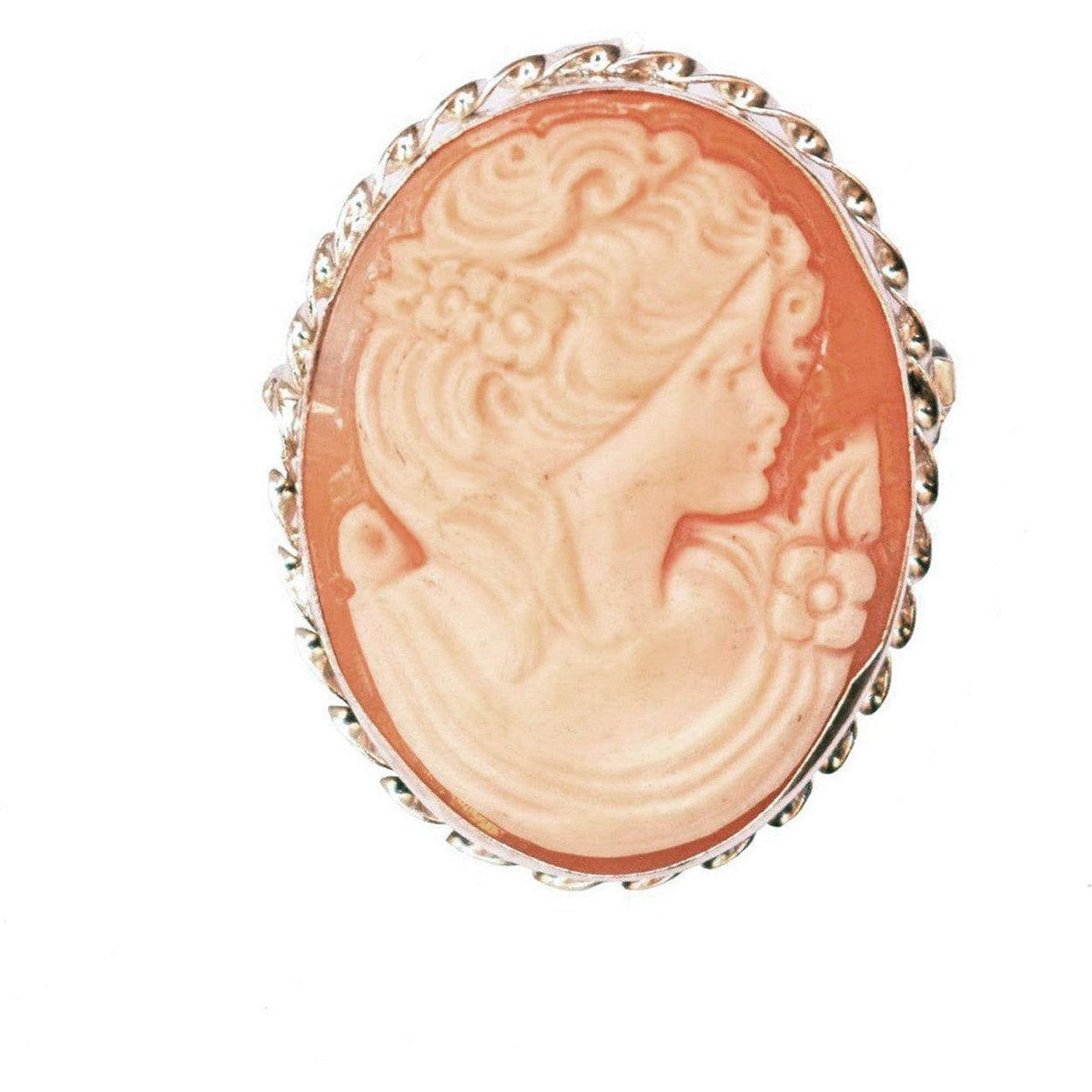 Broche de plata con camafeo mediano