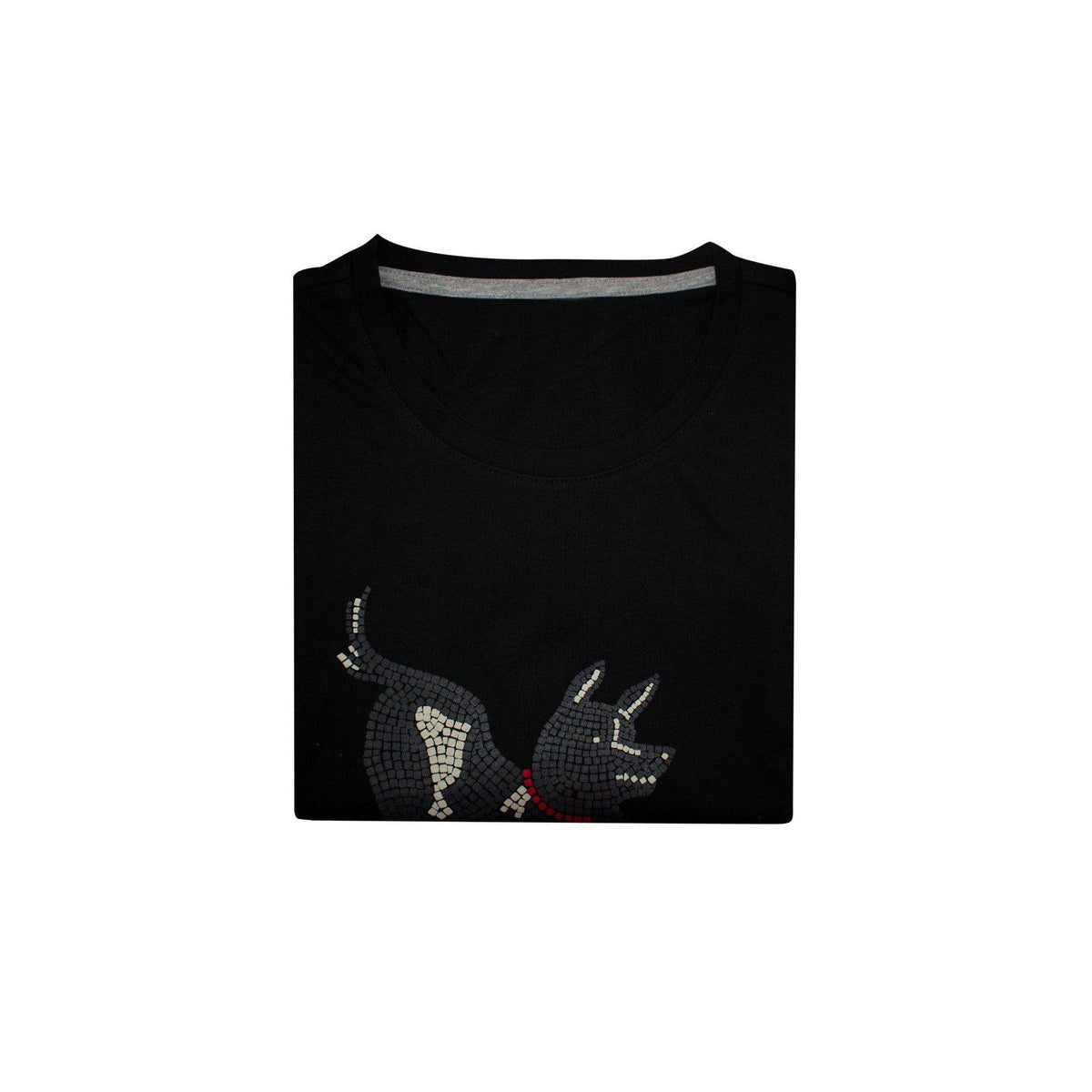 Kids' cotton t-shirt with "Cave Canem" print inspired by the Pompeii mosaic.