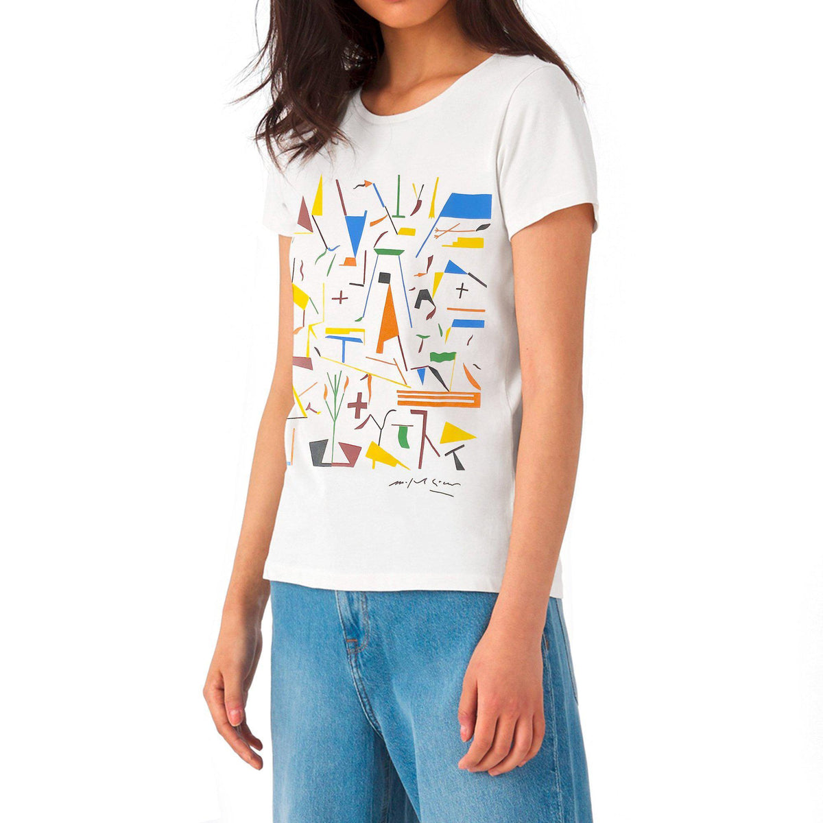 Women's cotton t-shirt inspired by the contemporary art of Mimmo Paladino.