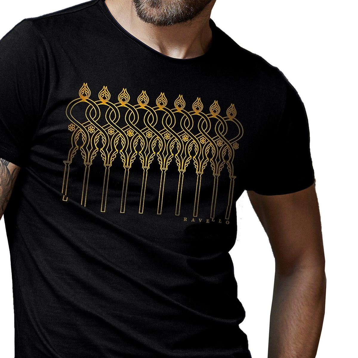 Men's cotton T-shirt inspired by the gardens and art of Villa Rufolo.