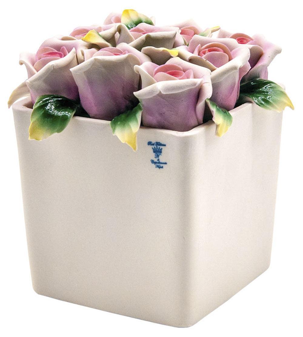 Jarrón con rosas en fina porcelana Capodimonte - Tienda del Museo Italia